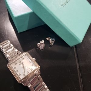 Bulova woman's watch & Tiffany &Co earings